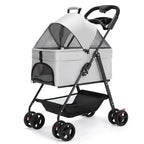 Dual-Side Zippered Doors Ultra-Breathable Mesh Panels One-hand Folding Detachable Pet Carrier Pet Stroller for Dogs and Cats