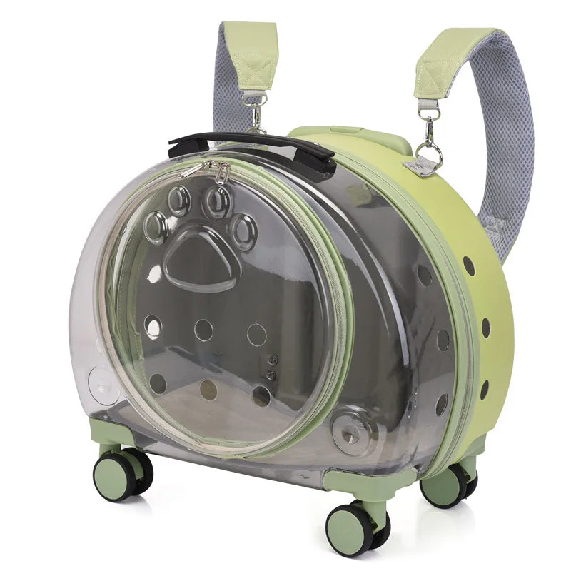 High Quality Travel Products Transparent Pet Dog Cat Backpack Carrier Bag With Wheels Pet Trolley