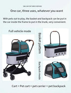 High Quality Folding Pet Stroller Double Layer Detachable Cart for Small Medium Dogs Cats 2026 New