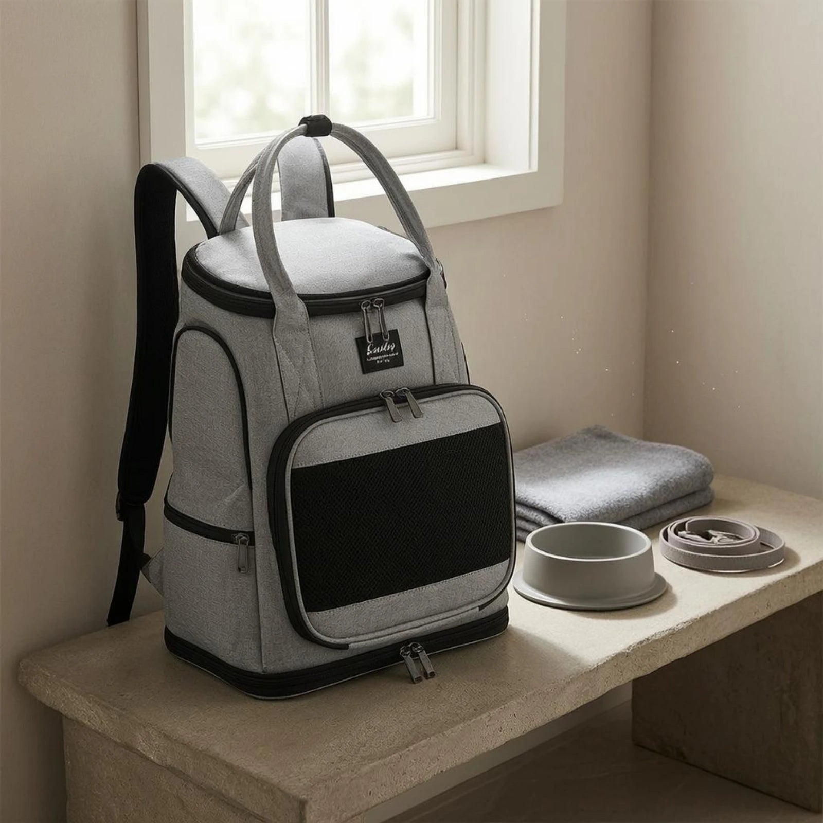 Pet Carrier Backpack Zippered Mesh Pet Carrier Backpack Water-Resistant Easy to Clean for Travel