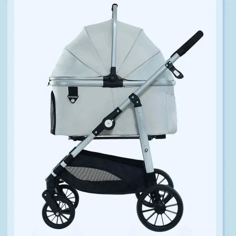 Lightweight Pet Stroller Foldable Outdoor Pet Stroller for Cats and Dogs Detachable Portable Pet Carrier High View Dog Stroller
