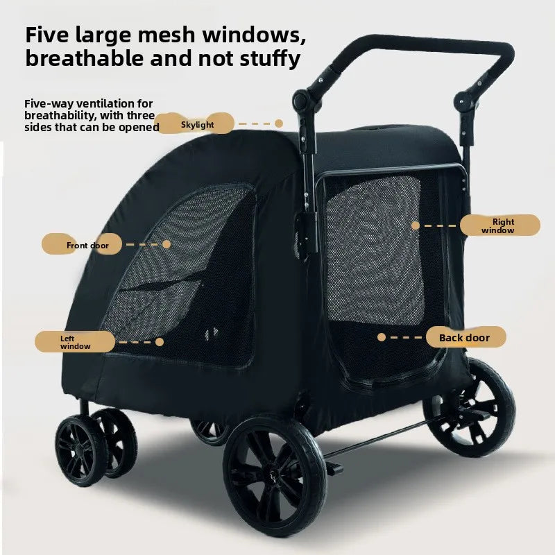 Large Dog Outdoor Pet Stroller Foldable Golden Retriever Giant Breed Senior Disabled Dog Trolley Pet Stroller Cat Stroller