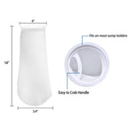 Aquarium Pre-Sump Filter Socks (4" Opening, 150/200 Micron Felt, Reef Tank Micron Bags)