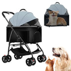 3 in 1 Dog Strollers 4 Wheels Folding Pet Stroller with Detachable Carrier Multifunction Portable Dogs Travel Carriers for Medi