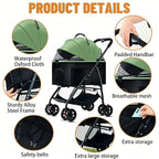 Pet Car Strollers 3in1 Lightweight Foldable Specifically Designed for Walking Dogs Infants Medium-sized Small Dogs Cats Outdoor