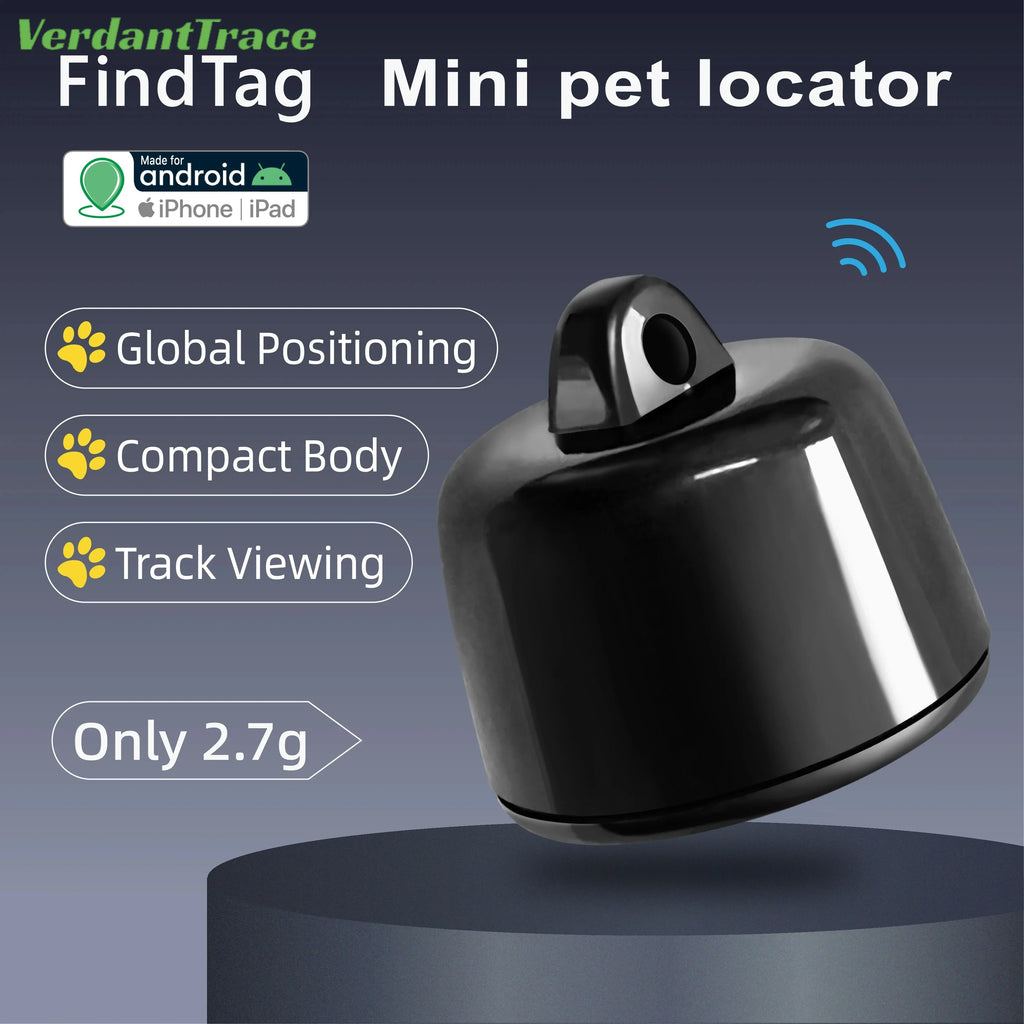 VerdantTrace Mini GPS Pet Tracker for Dogs, Cats & Birds - Waterproof with Real-Time Tracking & 3-Day History