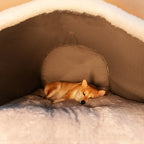 Detachable Warm Winter Pet House with Washable Plush Mat — Indoor Dog Kennel & Cat Bed Castle