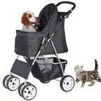 【New style】ZENY Foldable Pet Stroller Cat/Dog Stroller With 4 Wheel Pet Travel Carrier Strolling Cart With Storage Basket Cup H