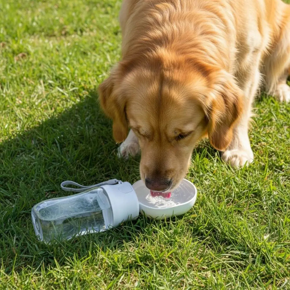 Leak-proof Outdoor Dog Water Bottle with Filter Sealed Dog Water Dispenser Separate Wet and Dry Areas Press Design