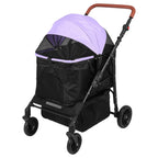 Pet Stroller Up To 33 Lbs Foldable Travel Jogger 4 Wheels Folding Adjustable Handle Reflective Strip for Jogging Running