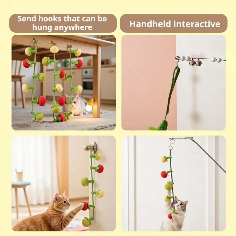 Tomato Cat Teaser String Toy (3-Pack)