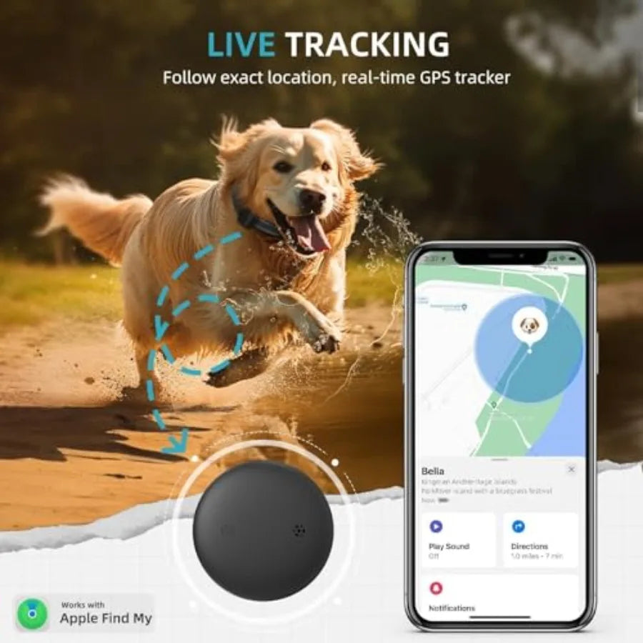 Mini GPS Pet Activity Tracker for Dogs & Cats - Apple Find My Compatible Anti-Loss Finder with No Monthly Fee