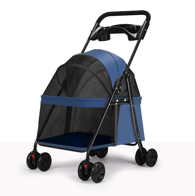 Hot Sale Popular Small Dog Foldable Pet Stroller Featuring a Convenient Pet Dish for Your Furry Friend