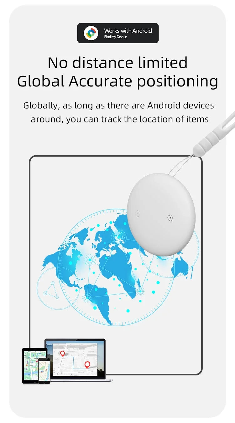 Mini Smart GPS Tag for Google Find My - Anti-Loss Reminder for Cars, Keys, Pets & Kids (iOS & Android)