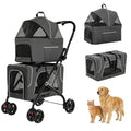 Double Dog Stroller with Detachable Carriers, Foldable 4-Wheel Pet Stroller for Small Medium Dogs Cats Rabbits, 2-Tier Travel C