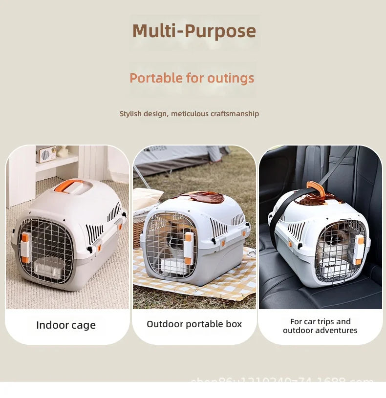 Pet Carrier with Skylight, Portable Cat and Dog Travel Crate, Fashionable Airline Approved Pet Kennel for Small Animals