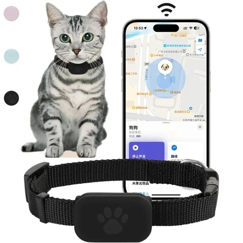 Mini Bluetooth GPS Pet Tracker Collar with Anti-Loss Alerts - Remote Global Locator for Dogs, Cats & Puppies