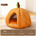 Pumpkin-Shaped Enclosed Winter Pet Bed (Cartoon Design)