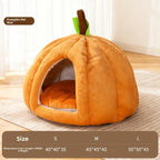 Pumpkin-Shaped Enclosed Winter Pet Bed (Cartoon Design)