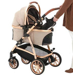 High Quality Luxury Pet Stroller for Small Medium Dogs Large Cats with Removable Carrier