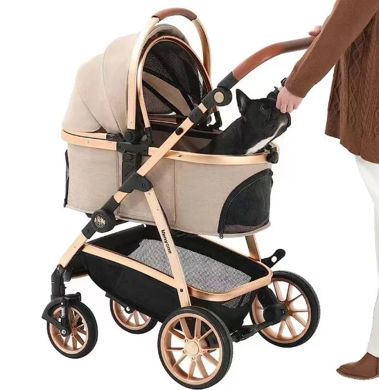 High Quality Luxury Pet Stroller for Small Medium Dogs Large Cats with Removable Carrier