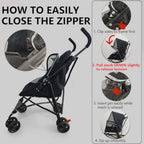Pet Stroller with Mesh Ventilation, Lightweight Foldable Design, Cup Holder, Black
