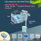 Wall-Mounted Waterfall Aquarium Filter Box (Silent, Built-In, Fish Tank Back Filter)