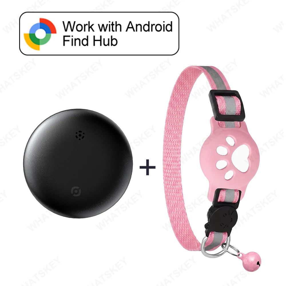 Adjustable GPS Pet Collar Tracker Kit for Android - Google Find My Compatible Cat & Pet Electronic Locator