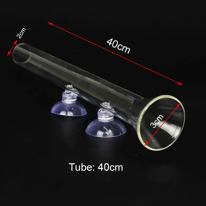 Glass Aquarium Shrimp Feeder Bowl & Tube (Transparent, Snail & Shrimp Food Dish)