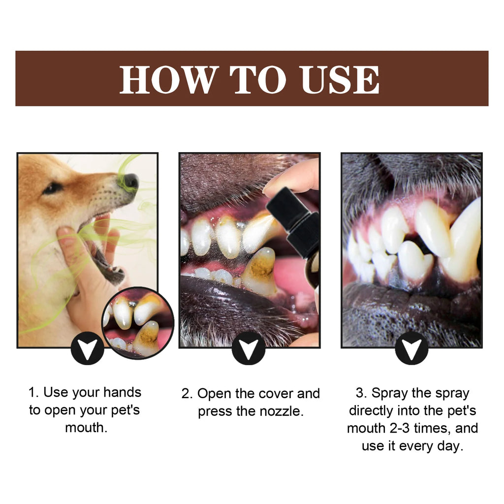 Pet Oral Cleansing Spray Effectively Remove Teeth Stain Tartar Eliminate Oral Odor Breath Freshening Dog Tooth Cleaner Deodorant