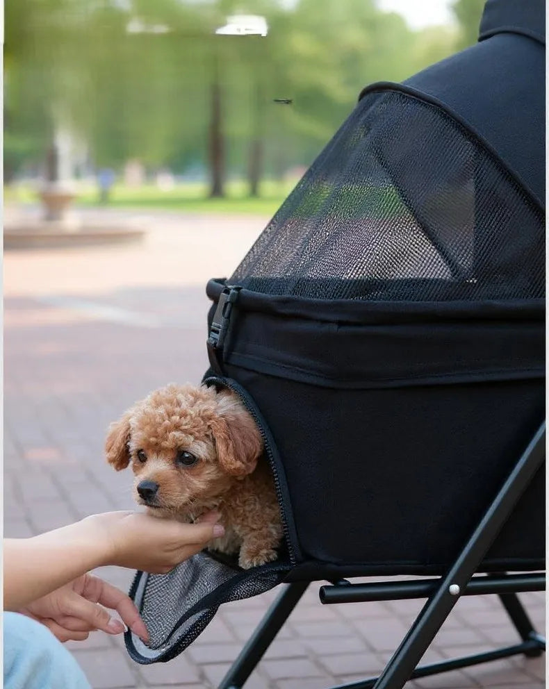 Pet Cart, Cat and Dog Cart, Small, Lightweight, Foldable Teddy, Outdoor Cart, Detachable for Going Out