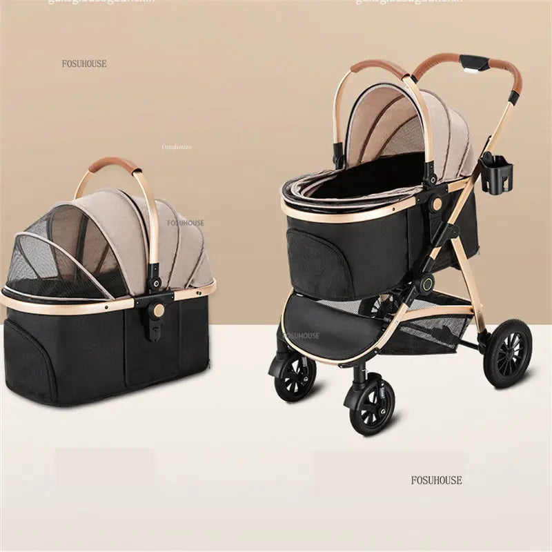 Modern Lightweight Portable Separable Pet Stroller For Cats Dogs Cart 4-wheel Foldable Stroller Outdoor Travel Walking Dog Cart
