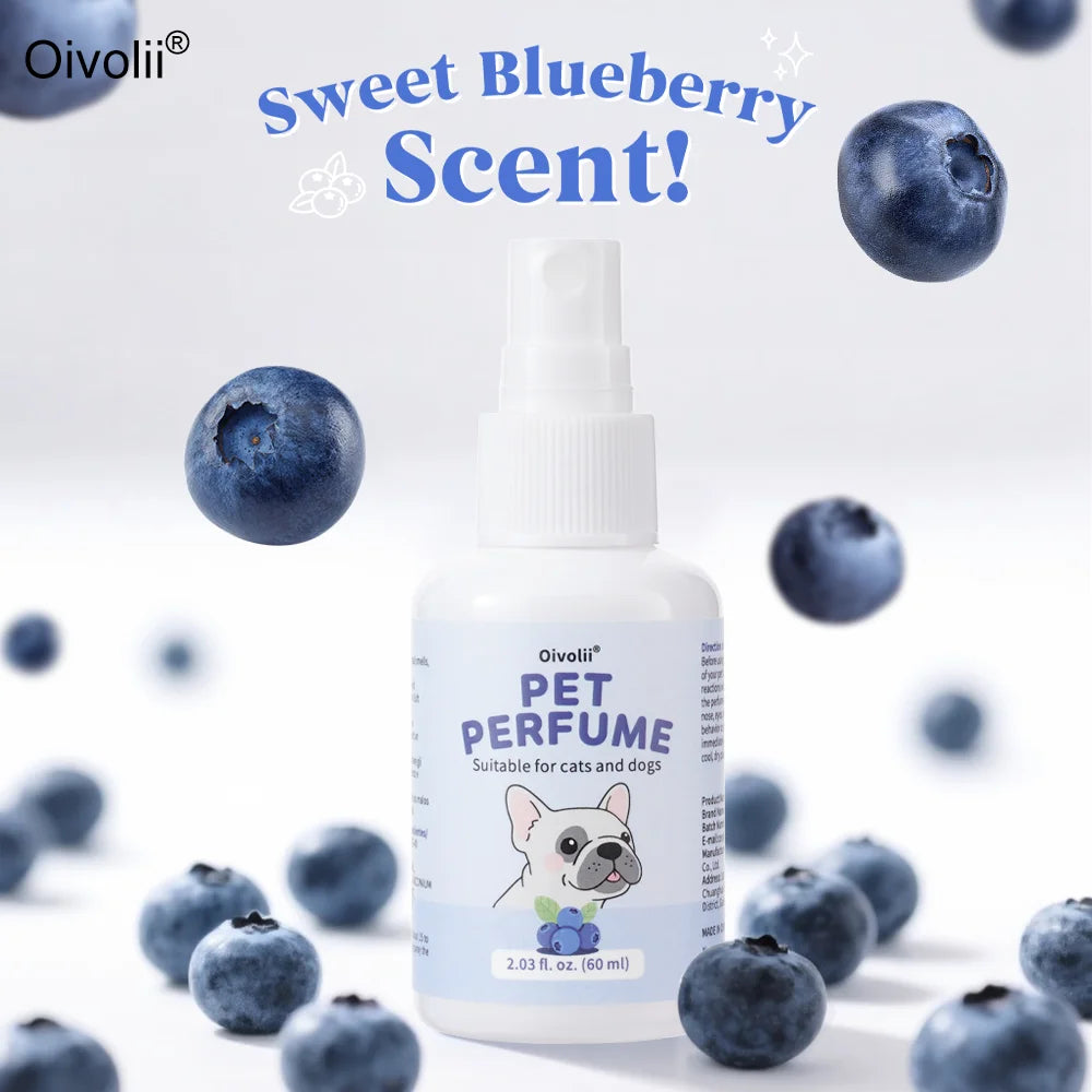 Pet Deodorizing Perfume Spray for Dogs Cats Natural Long Lasting Fresh Scent Blueberry Travel Size Portable