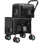 Double Pet Stroller for Dog Cats, Quick-Folding Dog Stroller Carrier with Detachable Carriers, Pet Travel Carrier Strolling Cart