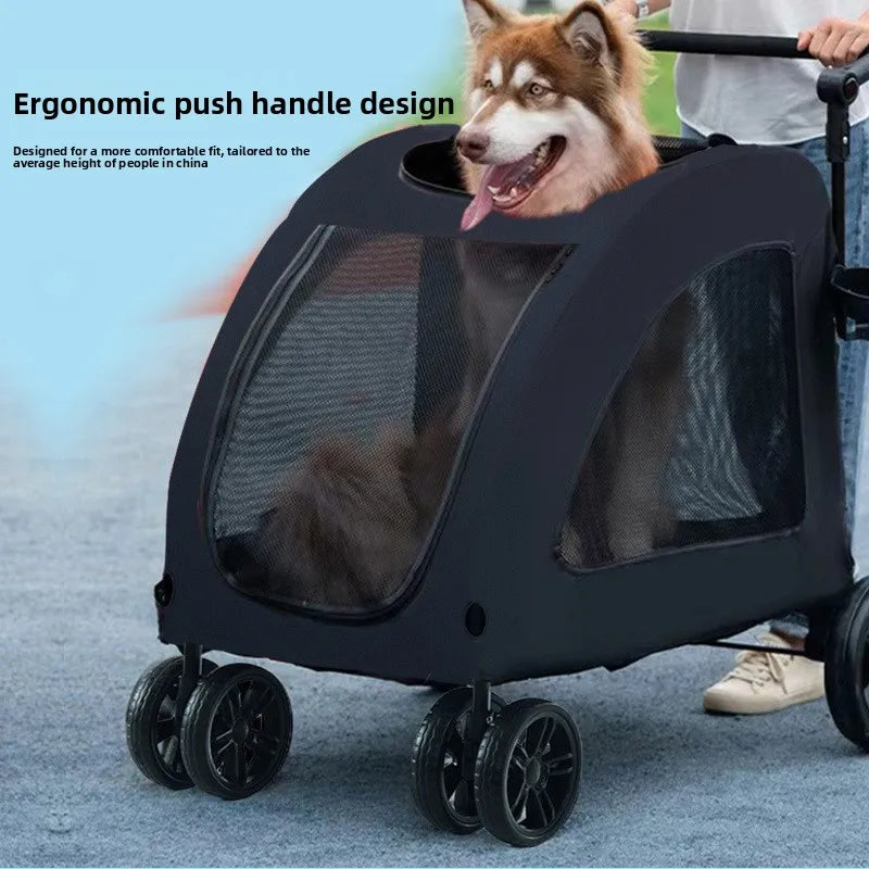 Large Dog Outdoor Pet Stroller Foldable Golden Retriever Giant Breed Senior Disabled Dog Trolley Pet Stroller Cat Stroller