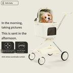 Fashionable High-end Pet Cart Stroller with Directional Design, Small and Medium-sized Dog Teddy Cat Stroller Separable Pet Bag