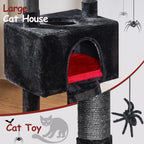 Gothic Cat Tree Tower with Coffin Bed (33.6in, Black & Red)