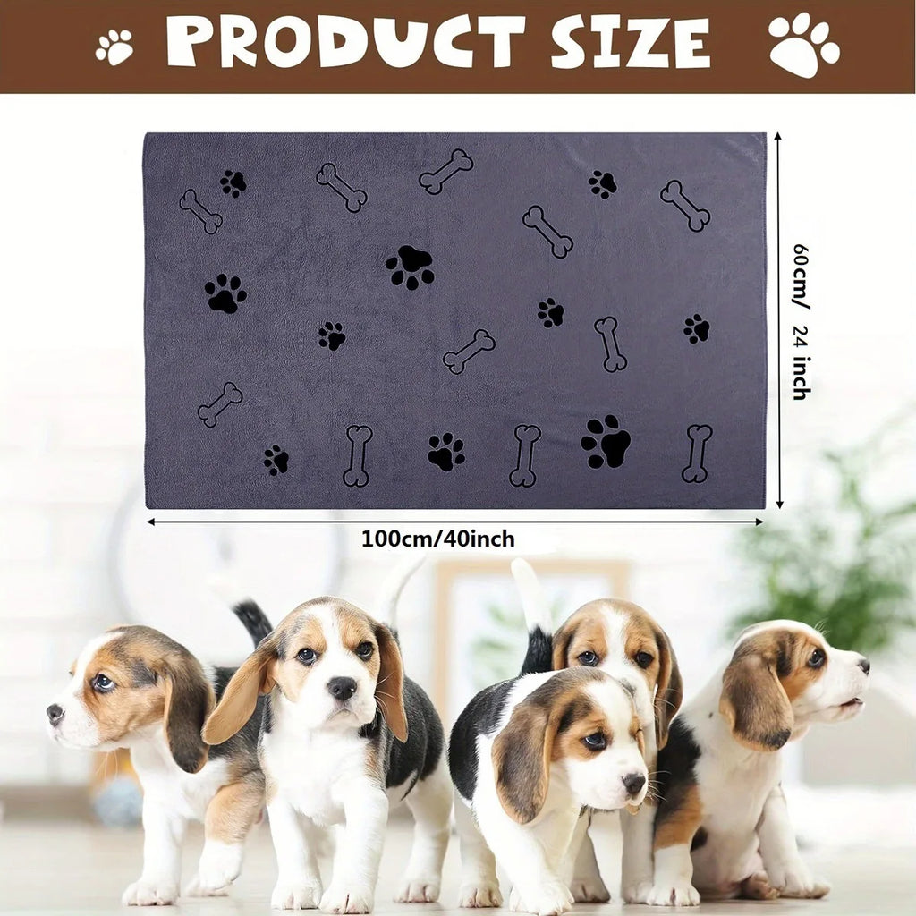 1/3pcs Quick-Dry Superabsorbent Microfiber Dog Towel- Fast-Drying,Soft & Durable with Paw Print & Bone Pattern for All Dog Sizes