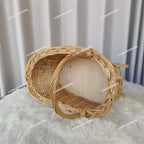 Handwoven Wicker Baby Bassinet Stroller - Multi-Functional Storage Basket for Pets & Infants | Boho Chic Nursery Decor