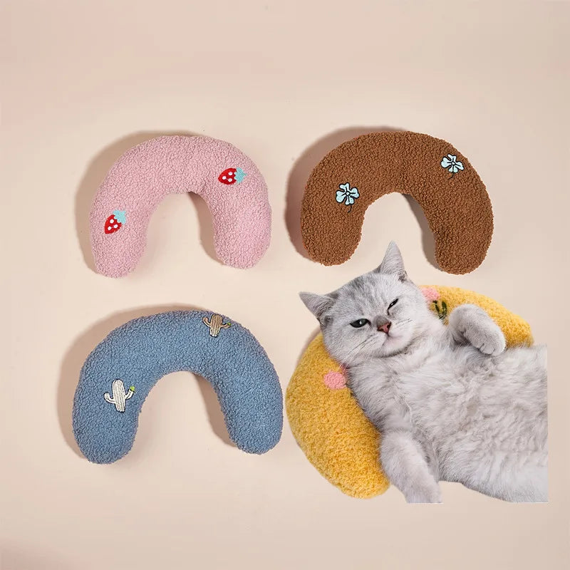 U-Shaped Pet Pillow Plush Sleep Aid for Cats & Dogs — Comfortable Winter Cervical Support Throw Pillow