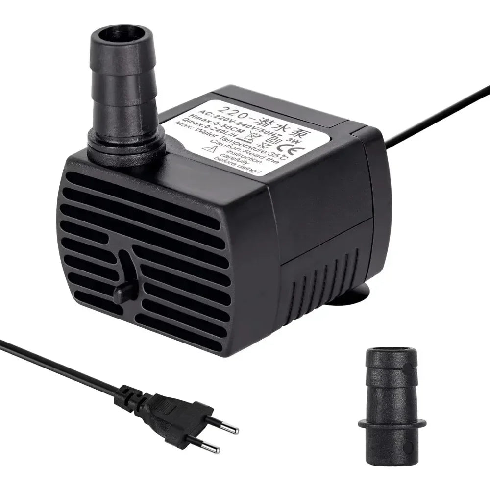 Submersible Aquarium Water Pump (3–25W, EU 220V & US 110V, Multi-Size Fountain Pump)