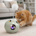 Auto-Rotating Spring Cat Teaser Ball with Feather & Bell — Tumbler Exercise Football Cat Toy