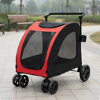 Foldable Dog Stroller Lightweight Feline Stroller Pet Pushcart Large Size Dog Stroller Mesh Sides for Park