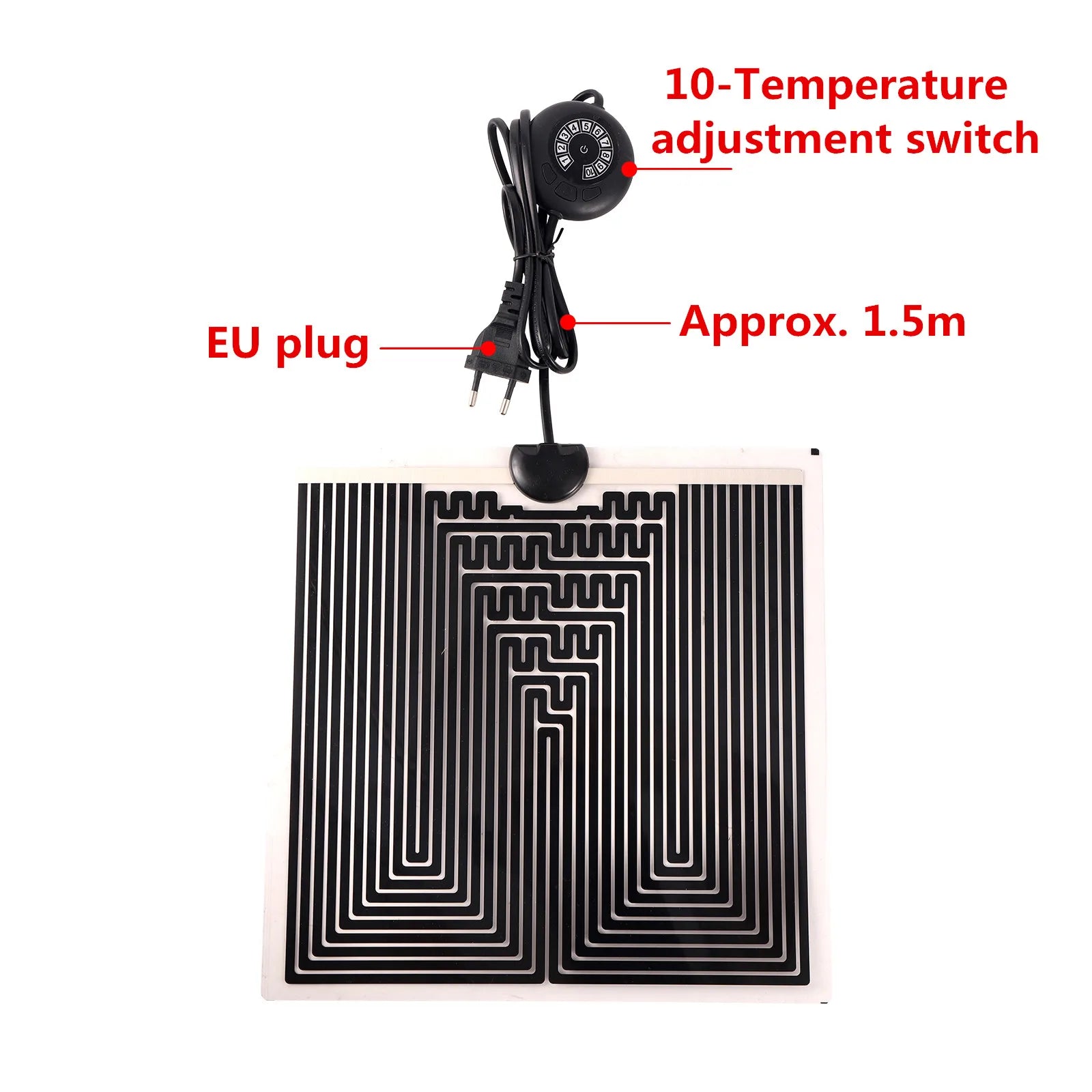 5-45W Reptile Vivarium Heat Mat With A 10-Level Regulator Pets Heating Pad for Indoor Plants Seeding Warm Temperature Controller