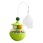 Long Rotating Feather Pole Cat Teaser with Bells & Catnip Treat Dispenser — Indoor Cat Exercise Toy