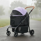 Foldable Pet Stroller Adjustable Handle Foldable Dog Stroller Large Dog Wagon Breathable Mesh Window Pet Gear for Shopping