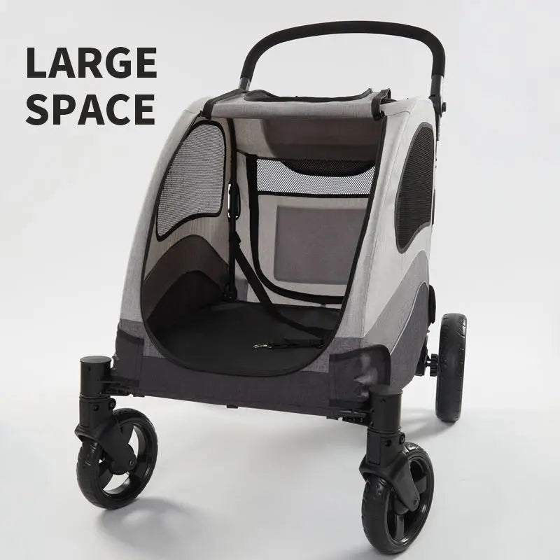 STLFLuxury 4-Wheel Pet Stroller Detachable Cage Easy One-Hand Fold Lightweight Travel Carrier Transparent Fabric Fashion for Dog
