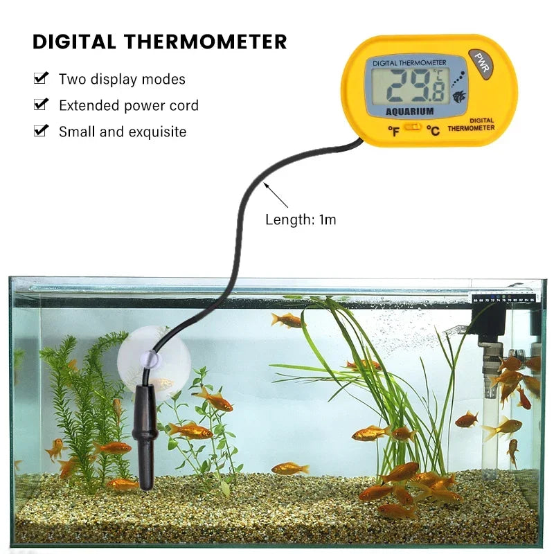 Thermometer Fish Tank Aquarium Electronic Digital Reptile Turtle Diving Pet Box Suction Cup Waterproof Electronic Thermometer