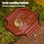 new Turtle Water Bowl Anti-Slip Reptile Pool Dish 2-in-1 Stain-Resistant Turtle Bathing And Feeding Tub For Snake Gecko Tortoise