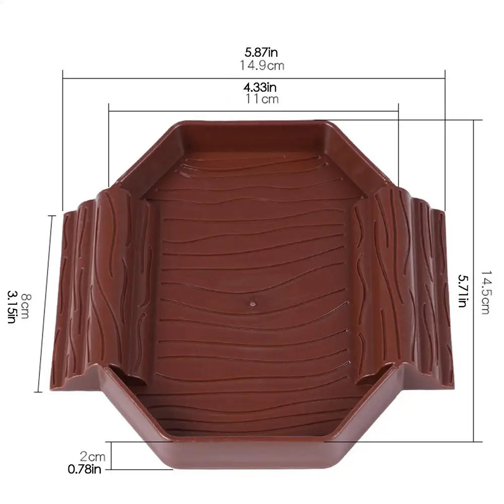 Tortoise Water Dish Anti-Slip Reptile Pool Dish Decorative Turtle Bath Tub with Ramp for Tortoise Snake Gecko Tank Accessory